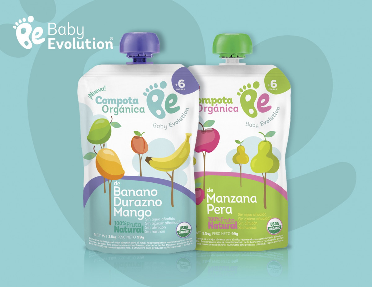 Las compotas Baby Evolution llegan a Repu00fablica Dominicana en dos variedades manzana pera y banana durazno mango