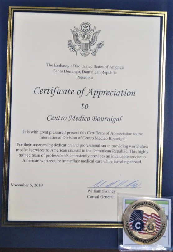 Certificate of Appreciation Centro Mu00e9dico Bournigal