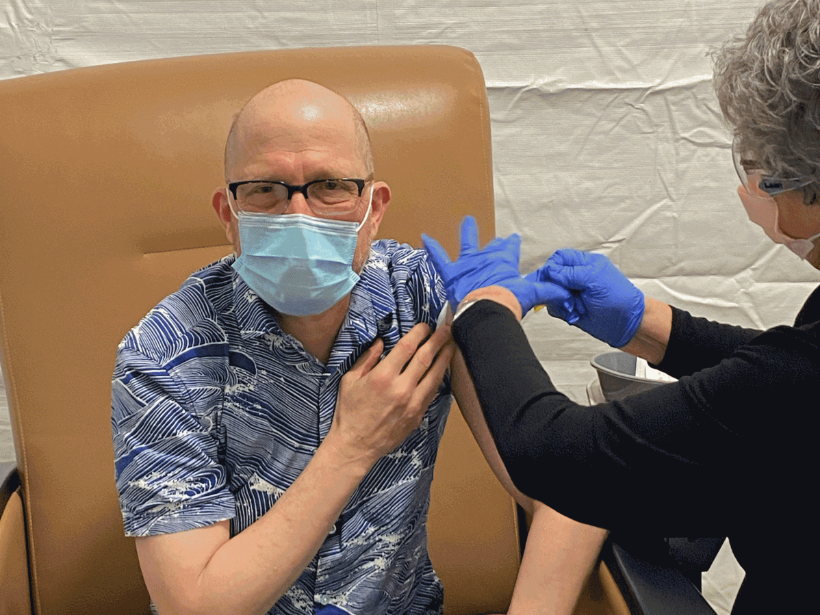 Steve pergam getting vaccine
